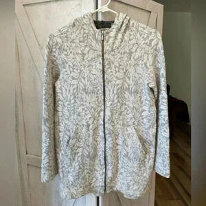 Soft Surroundings Jacquard Floral Jacket Women’s Size XS Gray Pockets